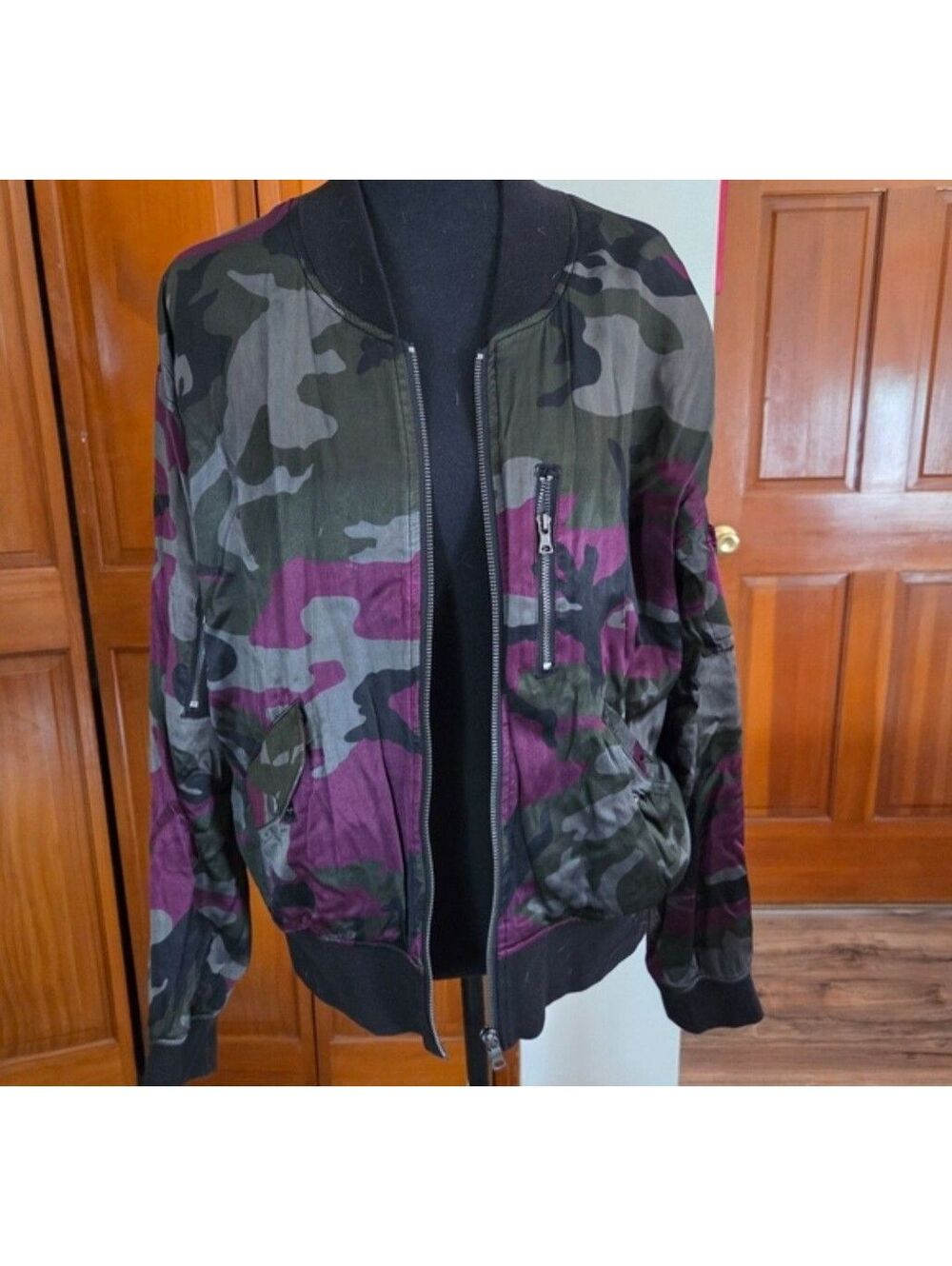 Silk Purple Camo Full-Zip Bomber Jacket